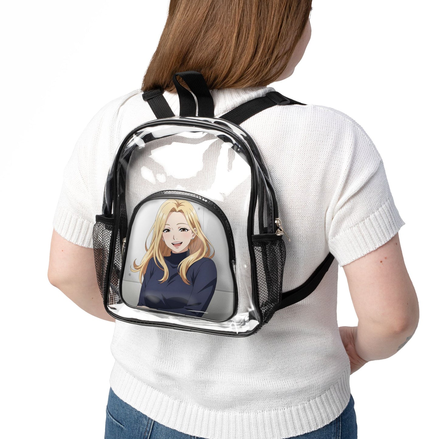Transparent Clear Stadium Backpack with Anime Design, Perfect for Concerts, Sports Events, Festivals, School, Travel and Everyday Use