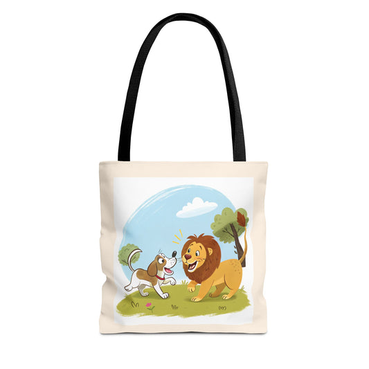 Design IA: chien et lion cartoon