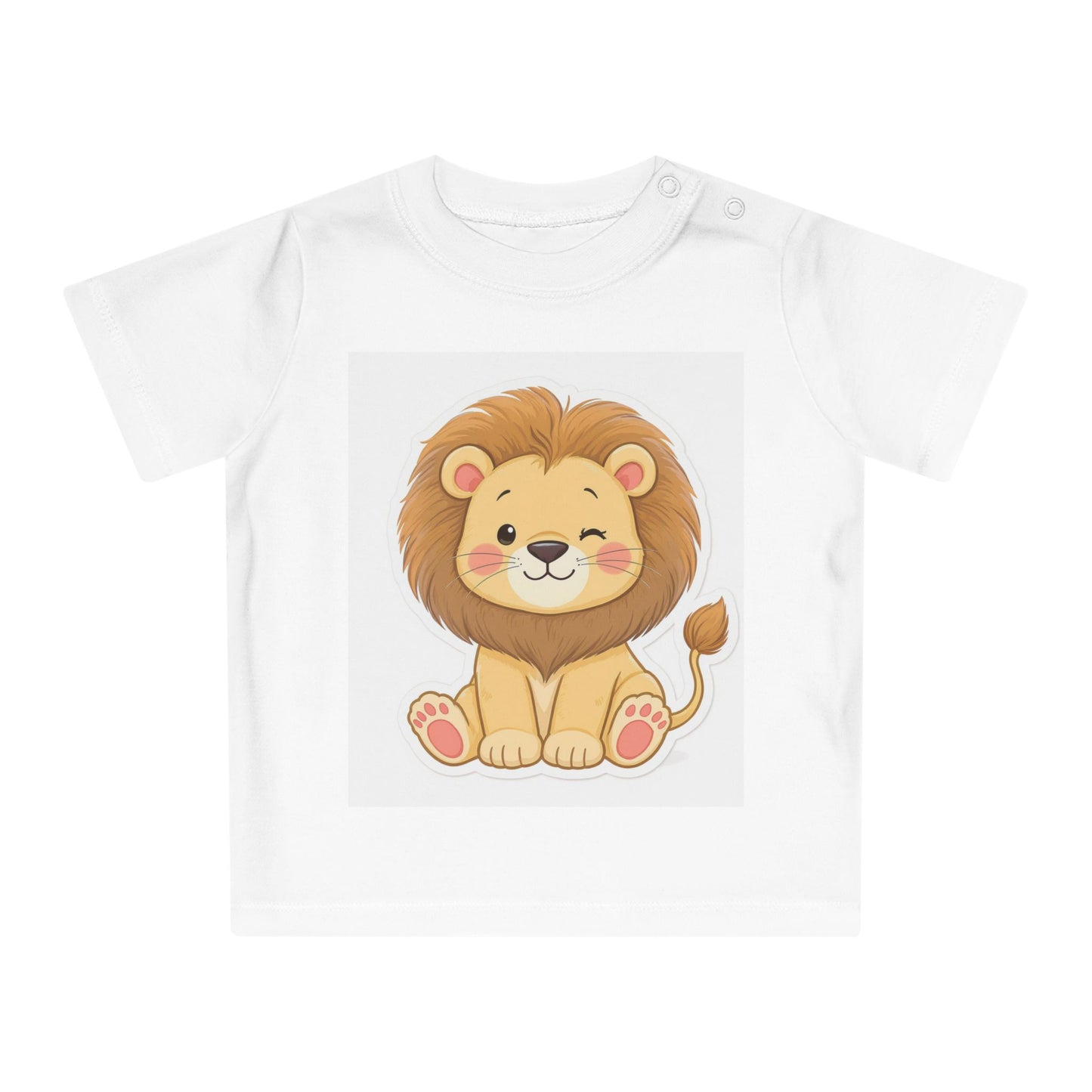 Design IA: lion stylisé, illustration centrée style cartoon